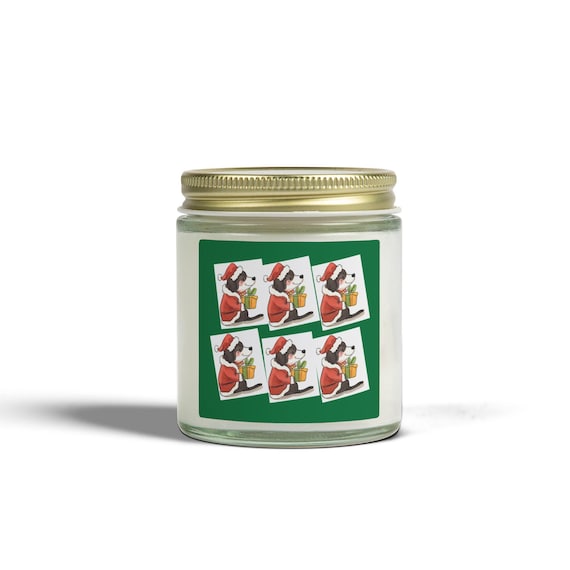 Santa Dog Illustration Candle | Coconut Apricot Wax Jar