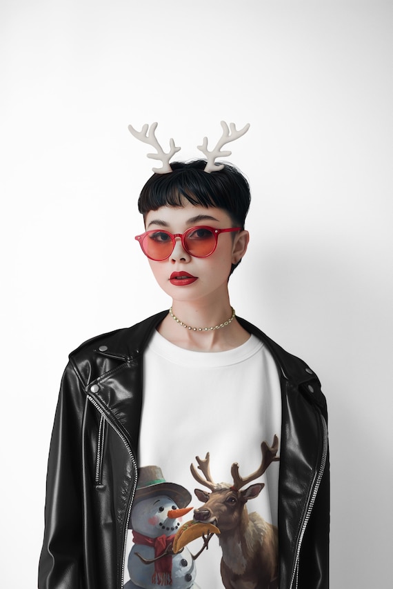 Snowman and Reindeer Crewneck Sweatshirt | Christmas Holiday Winter Design