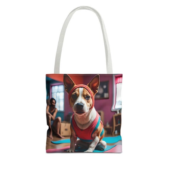 Yoga Dog Tote Bag | Puppy Illustration, Pet Lover Gift
