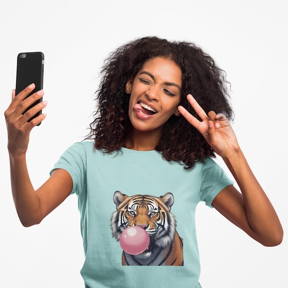 Tiger Popping Bubblegum T-shirt | Tiger Face Bubblegum Tee