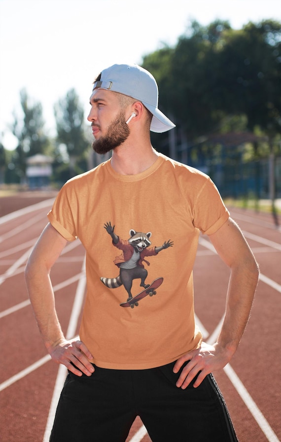 Raccoon Skateboarder graphic tee | Skate Park Illustration T-Shirt