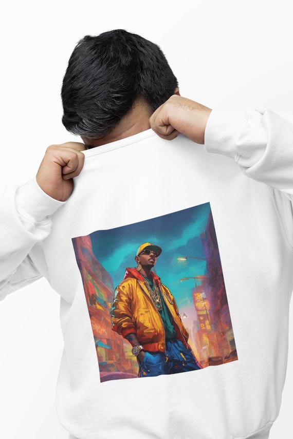 Neon City Portrait Sweatshirt | Urban Artwork Jacket