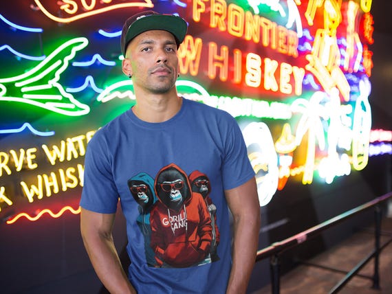 Gorilla Gang Hoodie Graphic Tee | Ape Trio Streetwear | Urban Animal Portrait