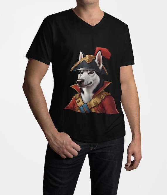 Husky in Napoleonic Uniform T-Shirt | Historical Dog Portrait