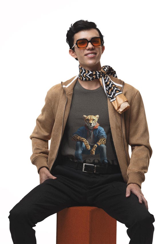 Leopard Hoodie Streetwear T-Shirt | Anthropomorphic Animal Art, Urban Style