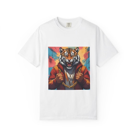 Tiger in Hoodie graphic tee | Streetwear animal illustration T-Shirt