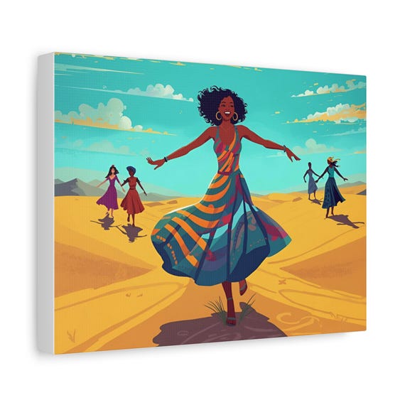 Canvas Wall Art, Desert Dancing High Spirit Print, Bohemian Home Decor, Southwest Vibes, Eclectic Wall Hanging, Desert Artwork