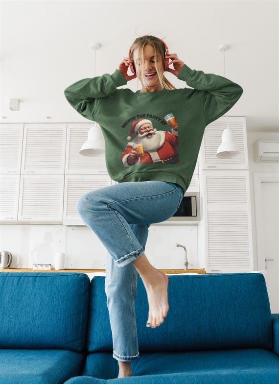 Santa Claus Holding Beers Sweatshirt | Christmas Holiday Crewneck