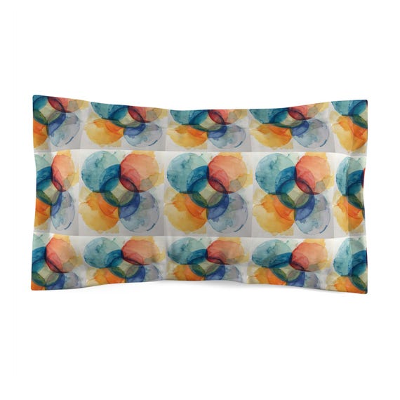 Colorful Watercolor Circles Pillow Sham | Abstract Geometric Home Decor