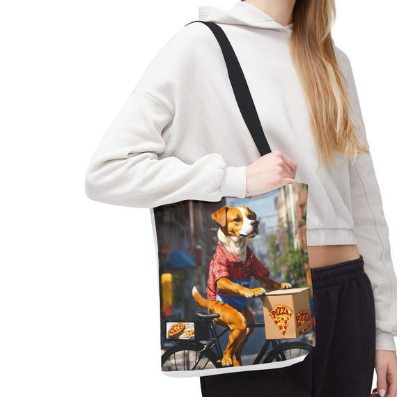 Dog Pizza Delivery Tote Bag, All-Over Print