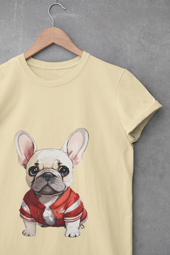 French Bulldog Art T-shirt | Puppy in Red Sweater