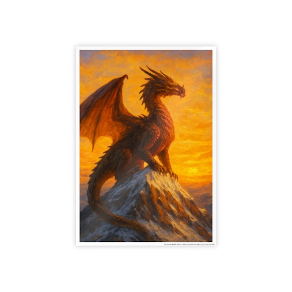 Red Dragon Mountain Sunset Poster | Gloss Poster