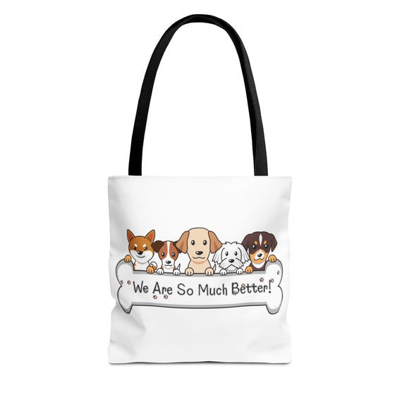 Cartoon Dog Faces Tote Bag – Lightweight Polyester Canvas