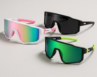Pro Sport Shield Sonnenbrille - Übergroße UV400 winddichte Brille zum Radfahren, Laufen und Outdoor-Abenteuer