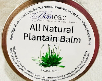 All Natural Plantain Balm for Bee Stings, Bites, Burns, Eczema, Rashes