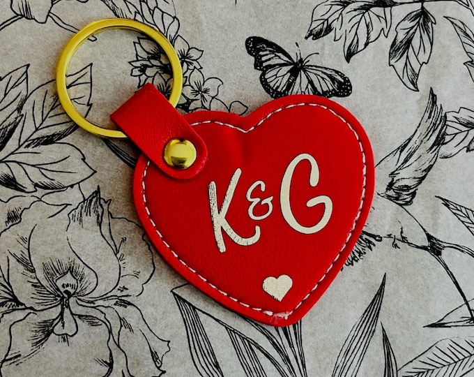 Heart Initial Keychain | Rose Gold Lettering | Valentines Gift | Personalised