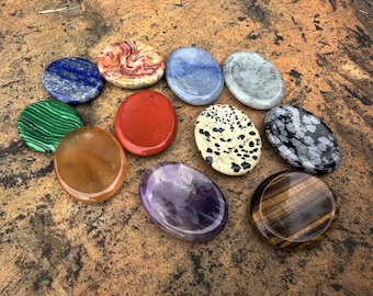 Natural Crystal Worry Stone Smooth Palm Stone Pocket Comfort Stone Polished Gemstone for Stress Relief and Mindful Touch