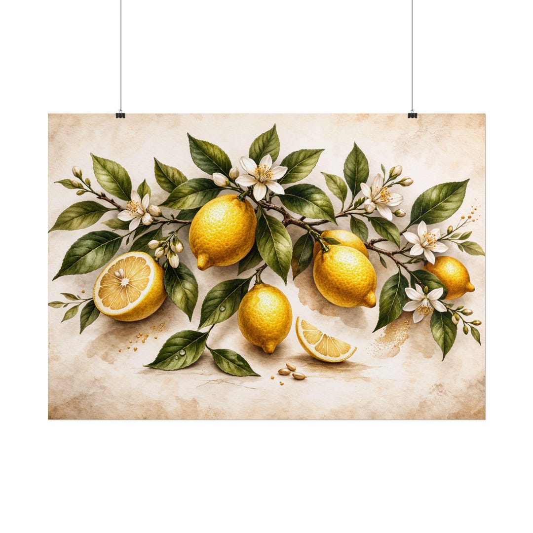 Vintage Lemon Botanical Print, Antique Citrus Illustration, Farmhouse ...