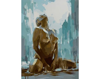 Naked Woman Painting Poster Print, Naked Woman Wall Art, Bedroom Poster Art, Sensual Photo Wall Decor, Sensual Photo Art Poster