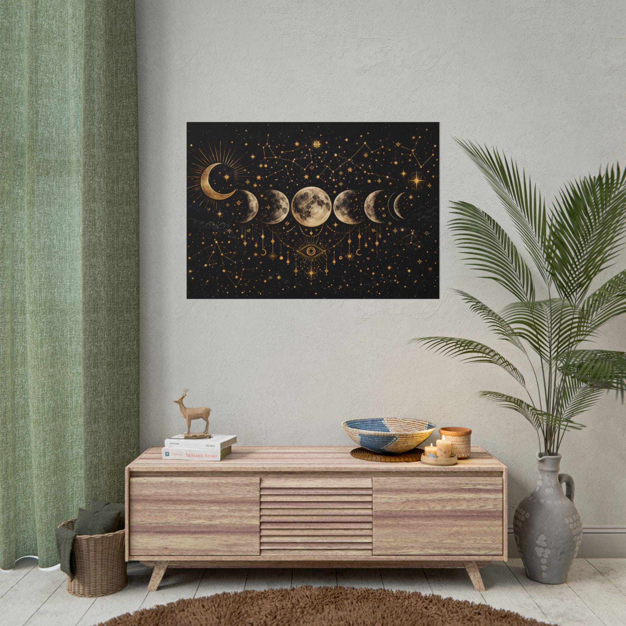 Gold Moon Phases Poster, Celestial Astrology Wall Art - Etsy