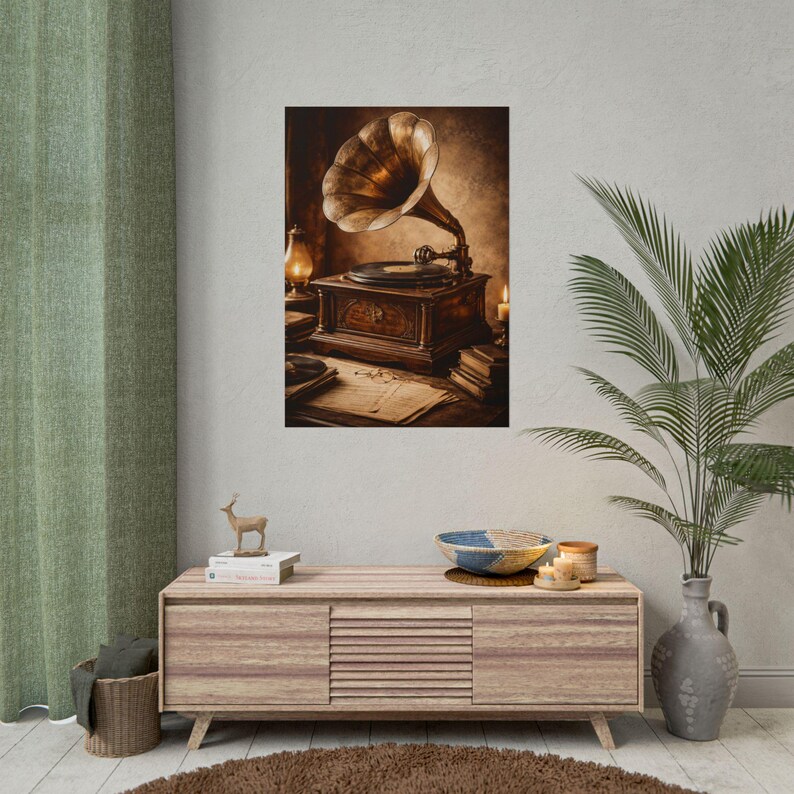 Vintage Gramophone Poster, Retro Phonograph Art, Music Lover Gift - Etsy