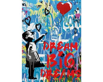 Ballonmädchen Graffiti Kunst Poster, Banksy Style Pop Art, Straßenwand