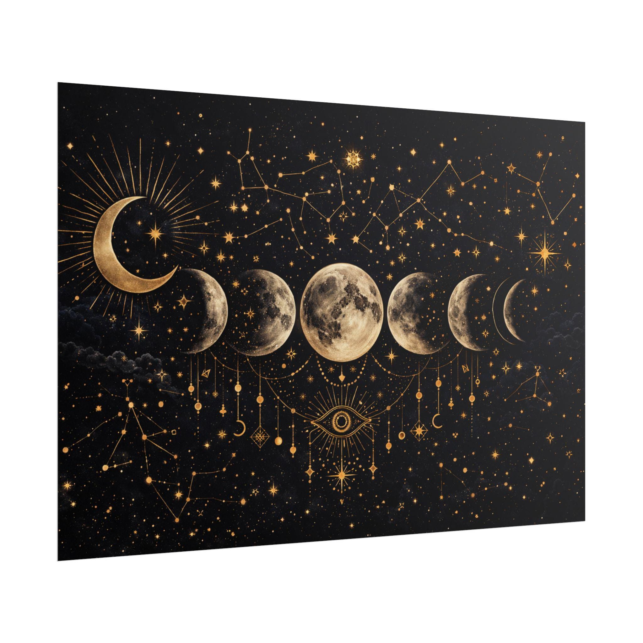Gold Moon Phases Poster, Celestial Astrology Wall Art - Etsy