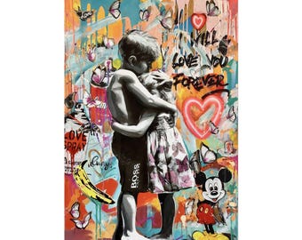 Banksy Inspired Graffiti Art Print: I Will Love You Forever