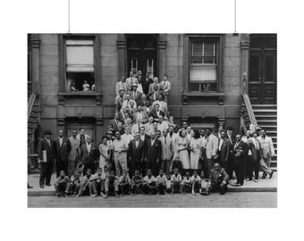Jazz Portrait Poster Wall Art, A Great Day in Harlem, Art Kane's classic 1958 jazz photograph, Vintage, Premium Quality Print