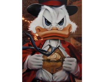 Scrooge McDuck Bitcoin Hero Art Poster, Office Decor