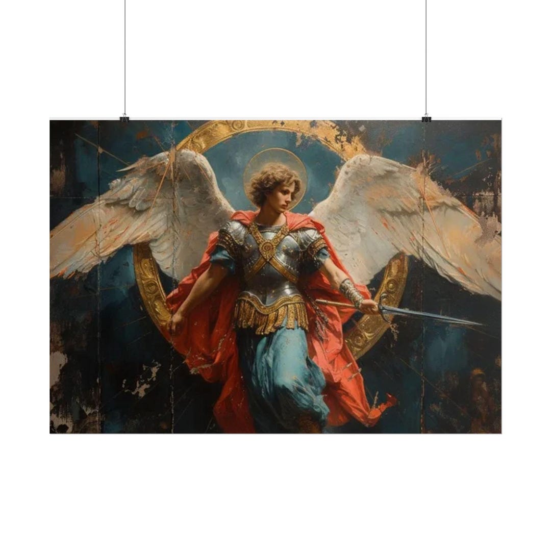Saint Michael the Archangel Poster Art, Catholic Religious Wall Art, St ...