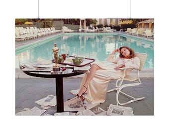 Faye Dunaway Oscar Ennui Print – Vintage Beverly Hills Hotel Pool Photo