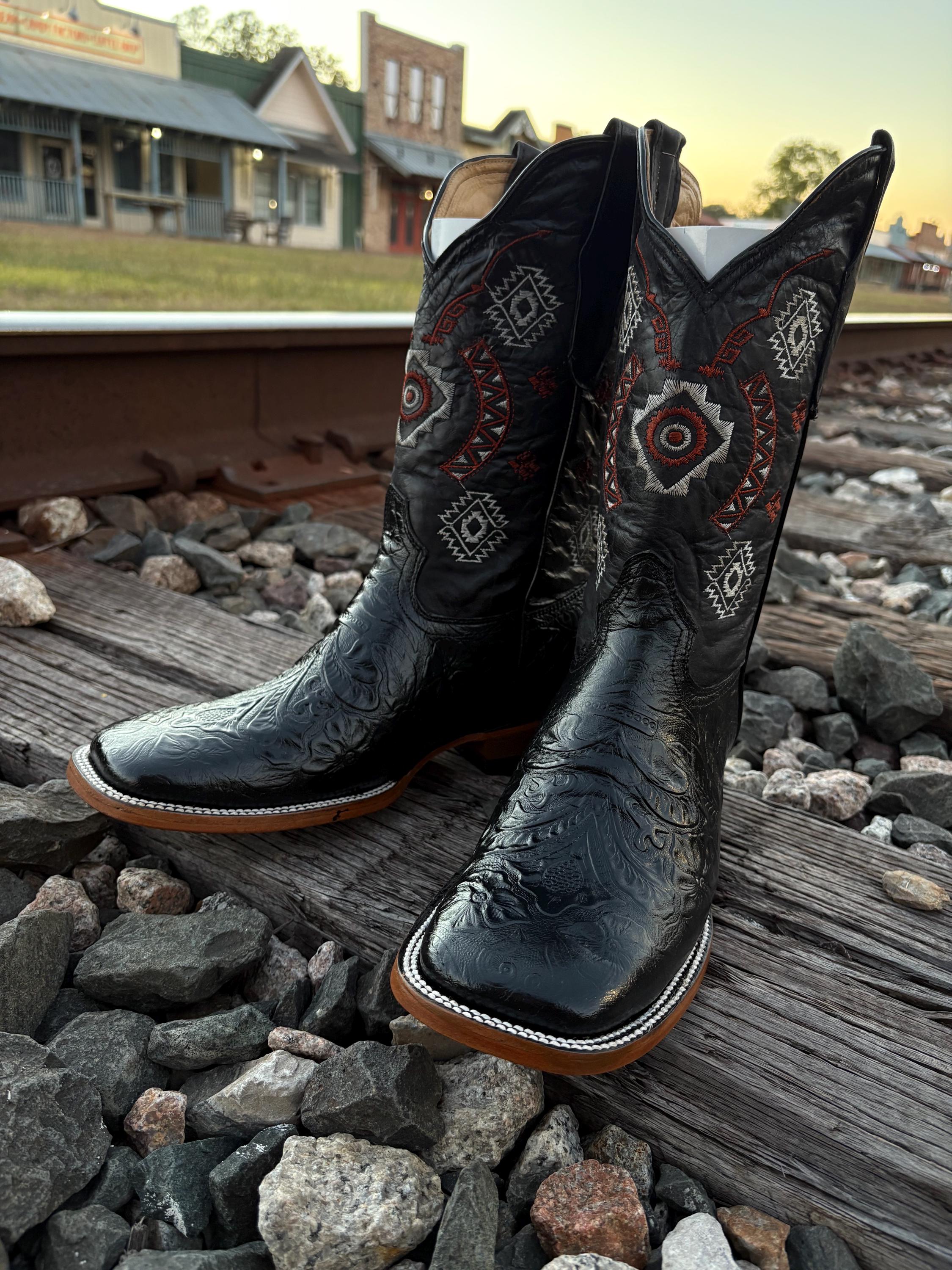 Bottes Cowboy Huasteca – Cuir Marron – Mexique – Taille US 9.5 – Pointu