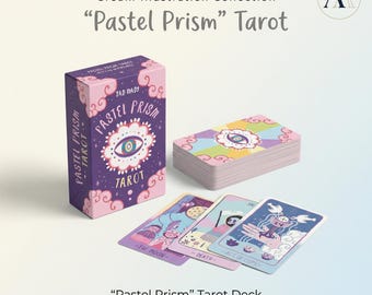 Pastel Prism Tarot Deck – Pastel Pop Tarot Deck, Whimsical Illustration Cards, Beginner Deck for Journaling & Self-Care, Aesthetic Gift