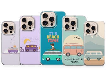 Funda de viaje para móvil con diseño de furgoneta camper para iPhone 17 Pro Max, 16e, 15, 14, 13 y Samsung S26 Ultra, S25 FE, A56, Pixel 10 XL, Pixel 9 Pro