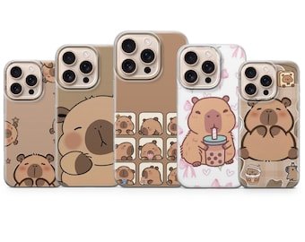 Funda de teléfono con diseño de capibara para iPhone 17 Pro Max, 16e, 15, 14, 13 y Samsung S25 Ultra, S24 FE, A56, A16, Pixel 10 XL y Pixel 7 Pro