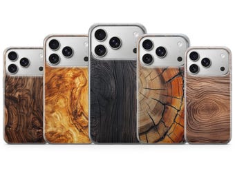 Wooden Phone Case Wood Design Cover for iPhone 17 Pro Max, 16e, 15, 14, 13 & Samsung S26 Ultra, S25 FE, A57, A56 Pixel 10, 9A
