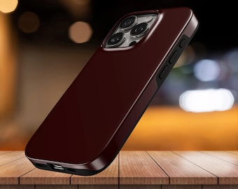 Dark Burgundy Phone Case Red Matte TOUGH Cover for iPhone 17 Pro Max, 16e, 15, 14, 13 & Samsung S26 Ultra, S25 FE, A57, A56, Pixel 10, 9A