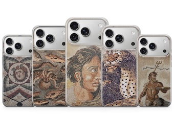 Ancient Greek Phone Case Mosaic Cover for iPhone 17 Pro Max, 16e, 15, 14, 13 & Samsung S26 Ultra, S25 FE, A57, A56 Pixel 10, 9A