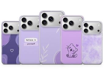 Funda para teléfono color lavanda Purple Vibes para iPhone 17 Pro Max, 16e, 15, 14, 13 y Samsung S26 Ultra, S25 FE, A57, A56 Pixel 10, 9A