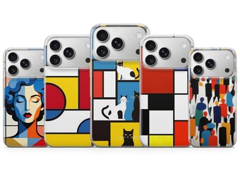 Funda para teléfono Piet Mondrian con diseño cubista para iPhone 17 Pro Max, 16e, 15, 14, 13 y Samsung S26 Ultra, S25 FE, A57, A56 Pixel 10, 9A