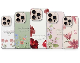 Funda para teléfono con versículos bíblicos y temática cristiana para iPhone 17 Pro Max, 16e, 15, 14, 13 y Samsung S25 Ultra, S24 FE, A56, Pixel 10 XL y Pixel 7 Pro