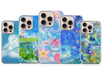 Funda estética Frutiger Aero para iPhone 17 Pro Max, 16e, 15, 14, 13 y Samsung S25 Ultra, S24 FE, A56, Pixel 10 XL, Pixel 7 Pro