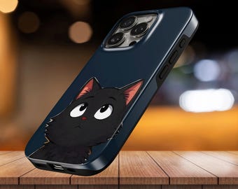 Black Cat Phone Case Animal TOUGH Cover for iPhone 17 Pro Max, 16e, 15, 14, 13 & Samsung S26 Ultra, S25 FE, A57, A56, Pixel 10, 9A