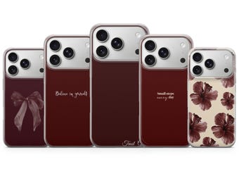 Red Phone Case Aesthetic Burgundy Cover for iPhone 17 Pro Max, 16e, 15, 14, 13 & Samsung S26 Ultra, S25 FE, A57, A56 Pixel 10, 9A