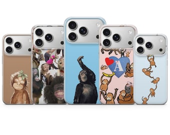 Funny Monkey Phone Case Kids Cute Ape Cover for iPhone 17 Pro Max, 16e, 15, 14, 13 & Samsung S26 Ultra, S25 FE, A57, A56 Pixel 10, 9A
