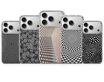 Funda para teléfono con diseño de ilusión óptica Op Art para iPhone 17 Pro Max, 16e, 15, 14, 13 y Samsung S26 Ultra, S25 FE, A57, A56 Pixel 10, 9A