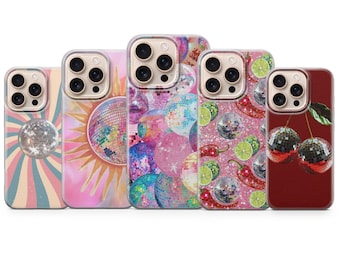 Funda para teléfono con bola de discoteca y espejo para iPhone 17 Pro Max, 16e, 15, 14, 13 y Samsung S25 Ultra, S24 FE, A56, A16, Pixel 10 XL, 9a, 8,