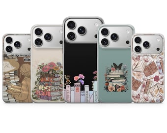 Funda para teléfono Booklover con diseño literario para iPhone 17 Pro Max, 16e, 15, 14, 13 y Samsung S26 Ultra, S25 FE, A57, A56 Pixel 10, 9A