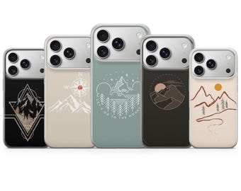 Mountain Phone Case Compass Wanderlust Cover for iPhone 17 Pro Max, 16e, 15, 14, 13 & Samsung S26 Ultra, S25 FE, A57, A56 Pixel 10, 9A